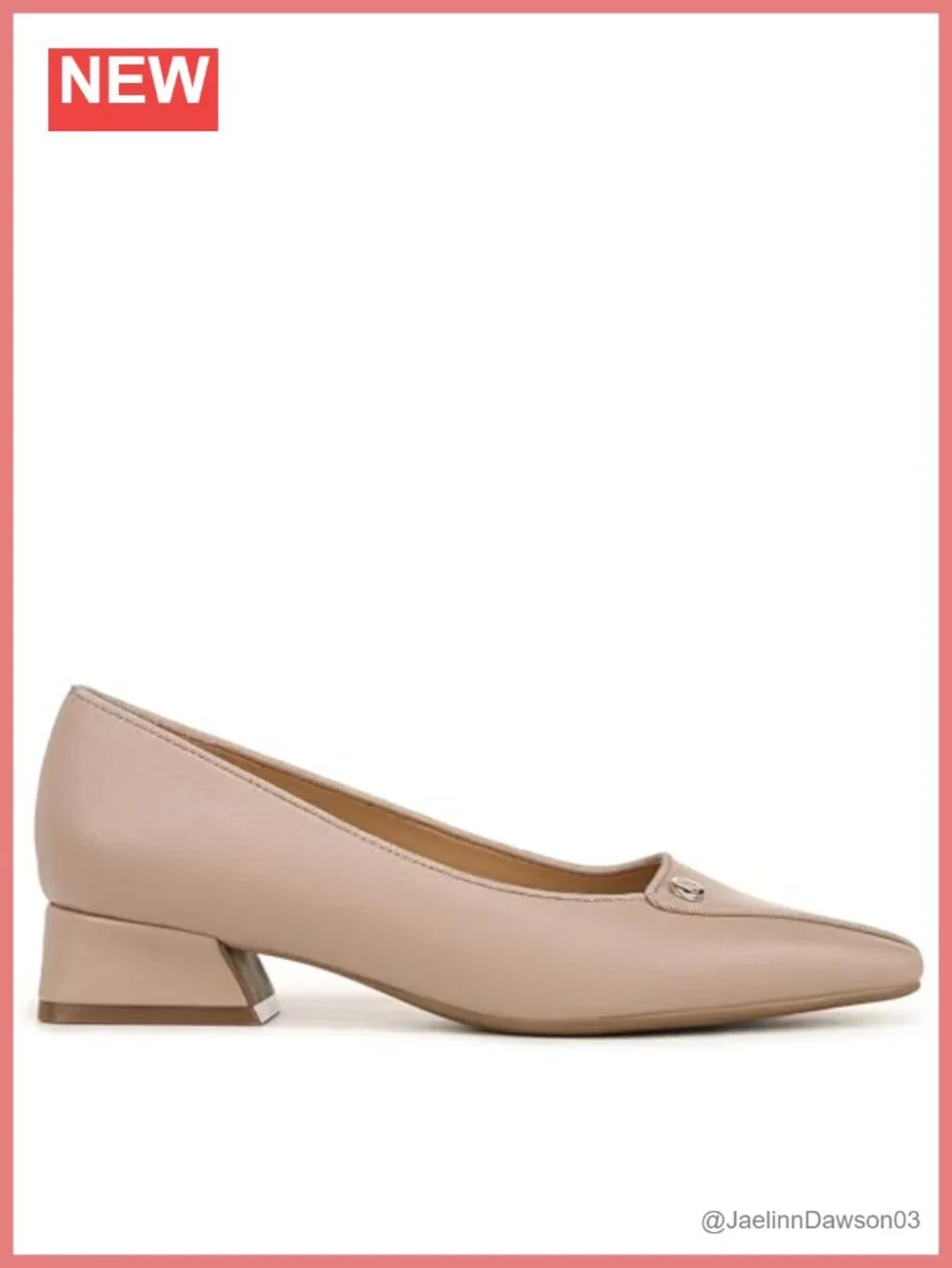 Naturalizer Georgia Pointed Toe Low Block Heel Pump Women's PU Leather